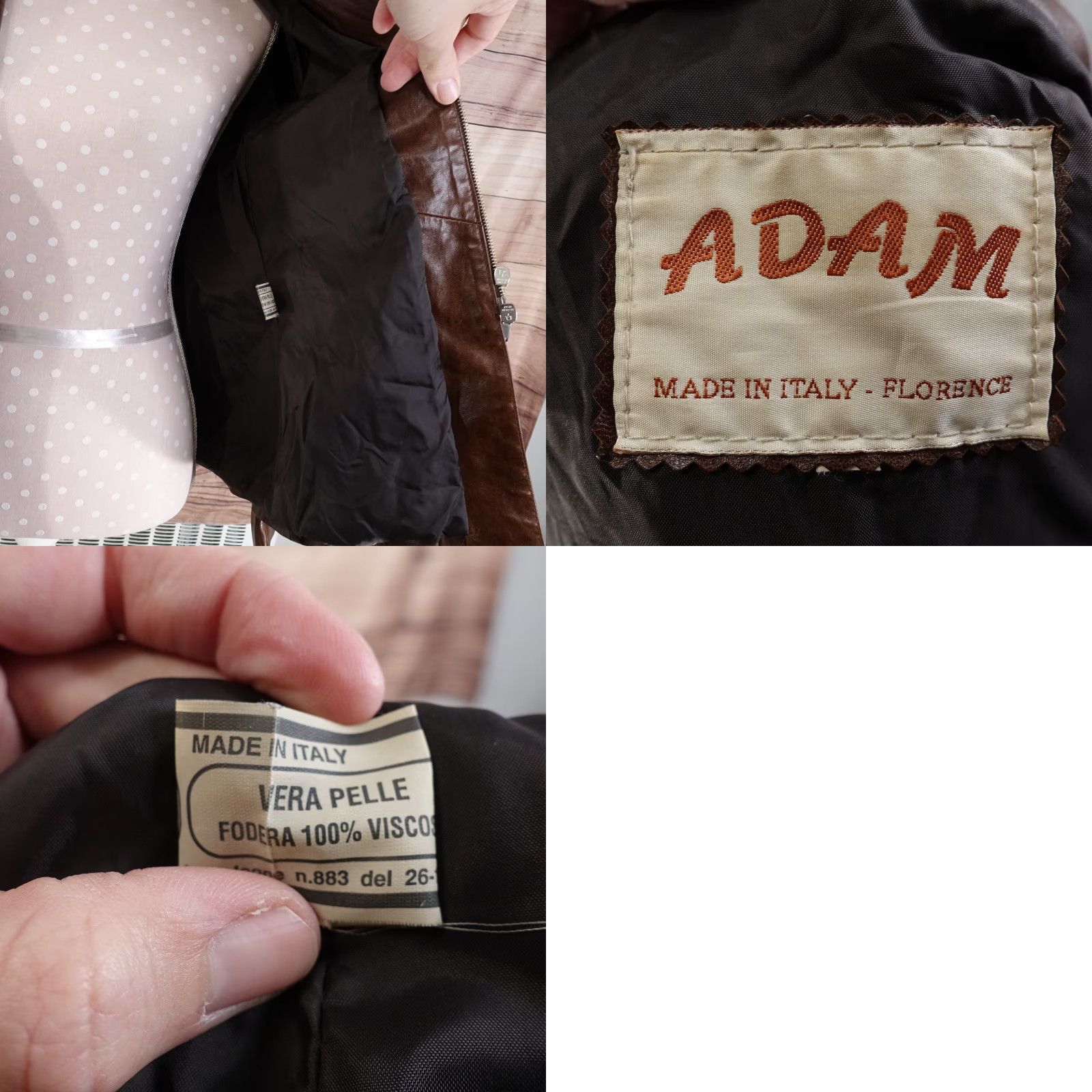Vintage Vintage ADAM Made in Italy Leather Vera Pelle Brown Zip Women's Jacket, Size Large, Casual Style Size L / US 10 / IT 46 - 8 Thumbnail
