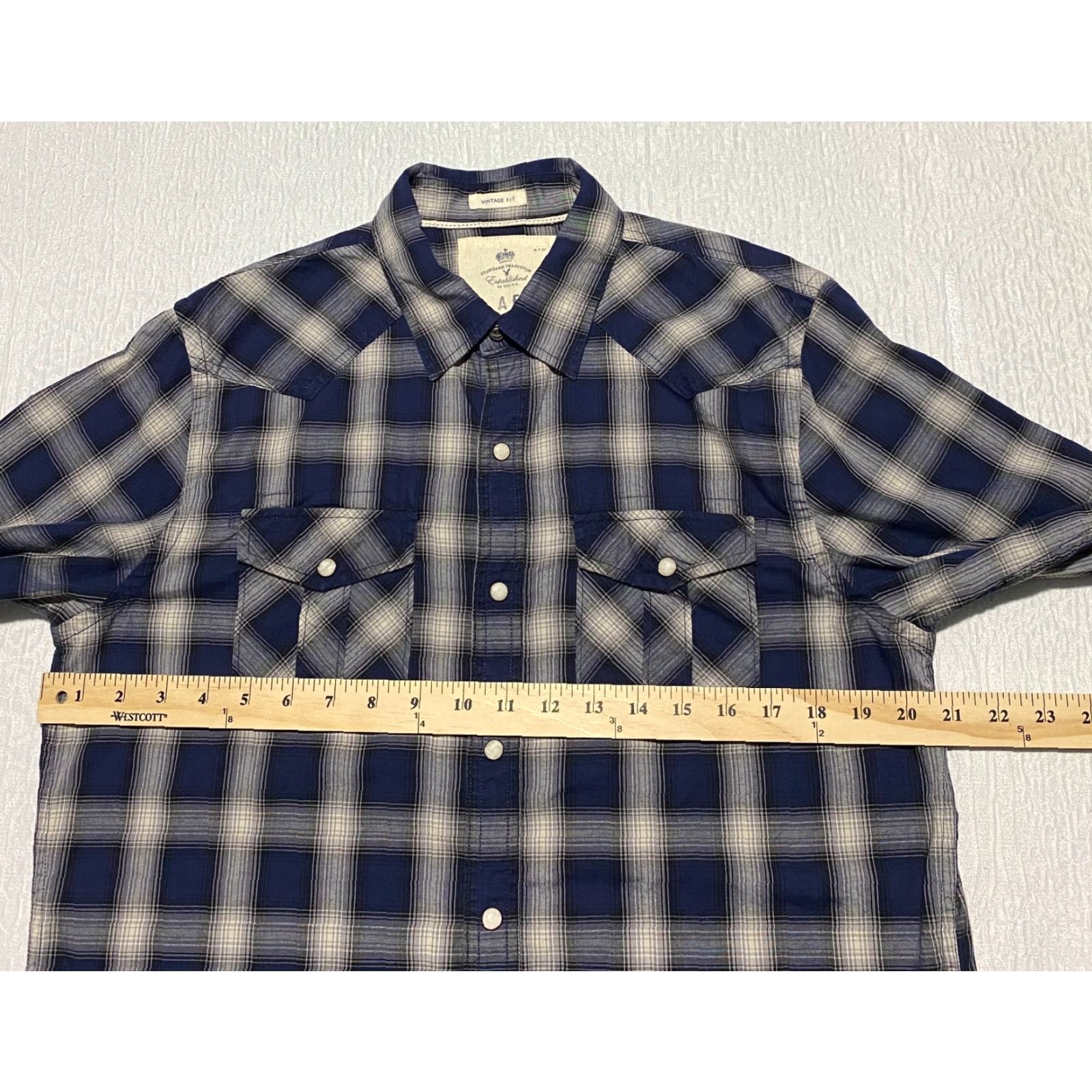 American Eagle Outfitters VINTAGE American Eagle Shirt Mens M Blue Plaid Pearl Snap Casual Western Cowboy Size US M / EU 48-50 / 2 - 6 Thumbnail