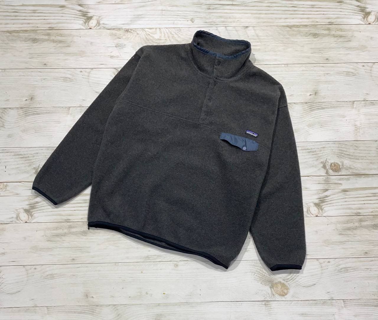 image of Outdoor Life x Patagonia Vintage Patagonia Synchilla Fleece Jacket Snap T Pullover in Grey (Size XL