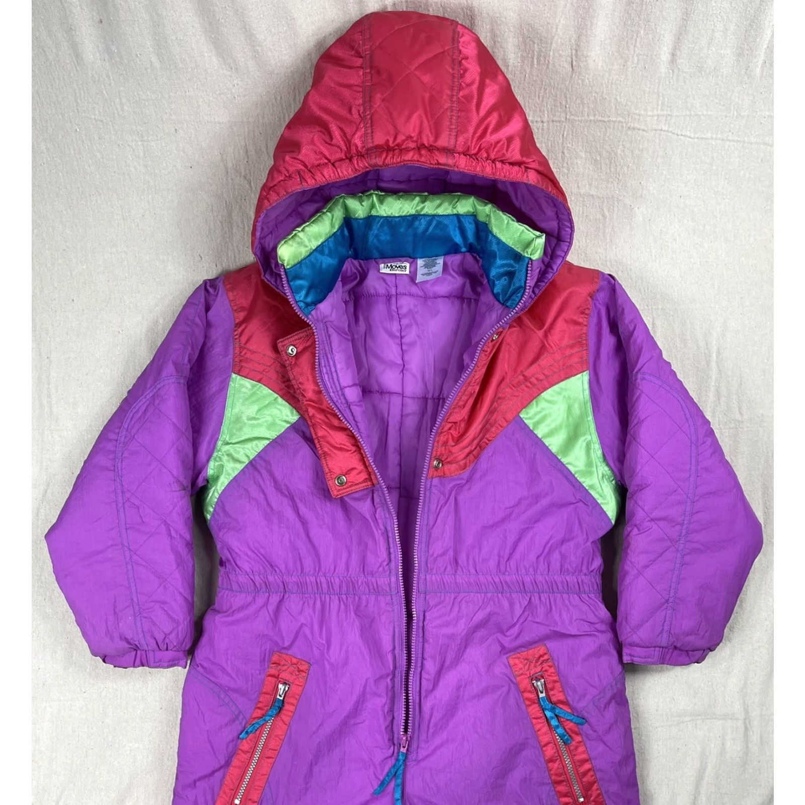 Vintage VINTAGE New Moves SPORT One Piece Snowsuit Kid Teens Neon Purple Quilted Zip Snap Pockets Long Sleeve Winter 16.5 Size XXL / US 16-18 / IT 52-54 - 3 Thumbnail