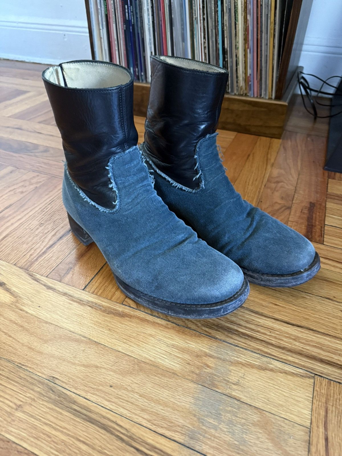 wjk wjk denim & calfskin back zip boots Size US 11.5 / EU 44-45 - 1 Thumbnail