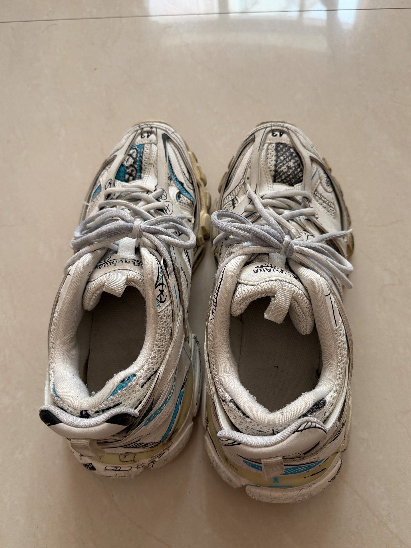 Balenciaga Balenciaga Track 1.0 White Distressed Graffiti Size US 10 / EU 43 - 2 Thumbnail