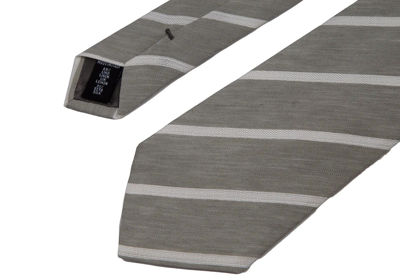 Emporio Armani Linen Silk Bold Striped Tie in Light Gray Size US XXS / EU 40 - 4 Thumbnail