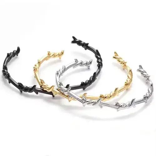 Jewelry Punk Style Thorns Wire Bangle Bracelet Size ONE SIZE - 2 Thumbnail