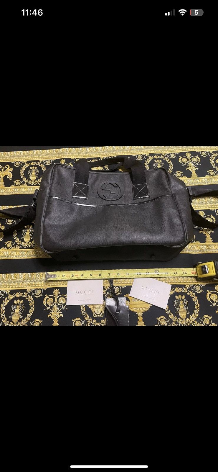 Gucci 100% AUTH GUCCI DUFFEL INTERLOCKING GG SAFFIANO LEATHER BAG Size ONE SIZE - 2 Thumbnail