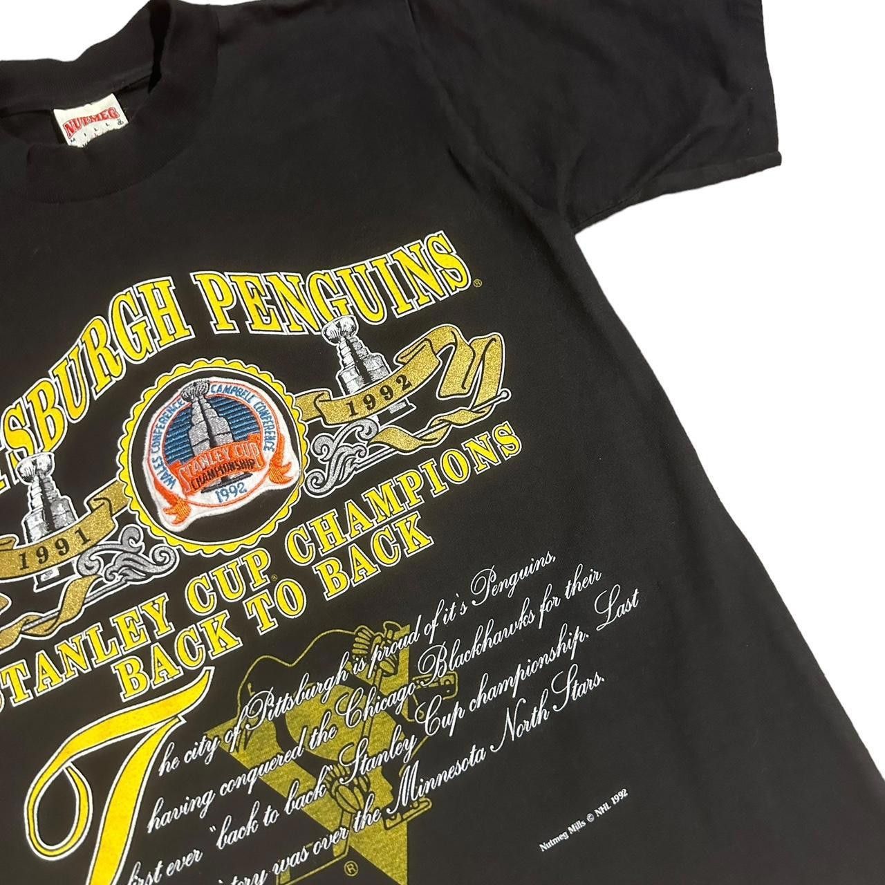 Nutmeg 1992 Pittsburgh Penguins Nutmeg Shirt (MADE IN USA) Size US L / EU 52-54 / 3 - 2 Thumbnail