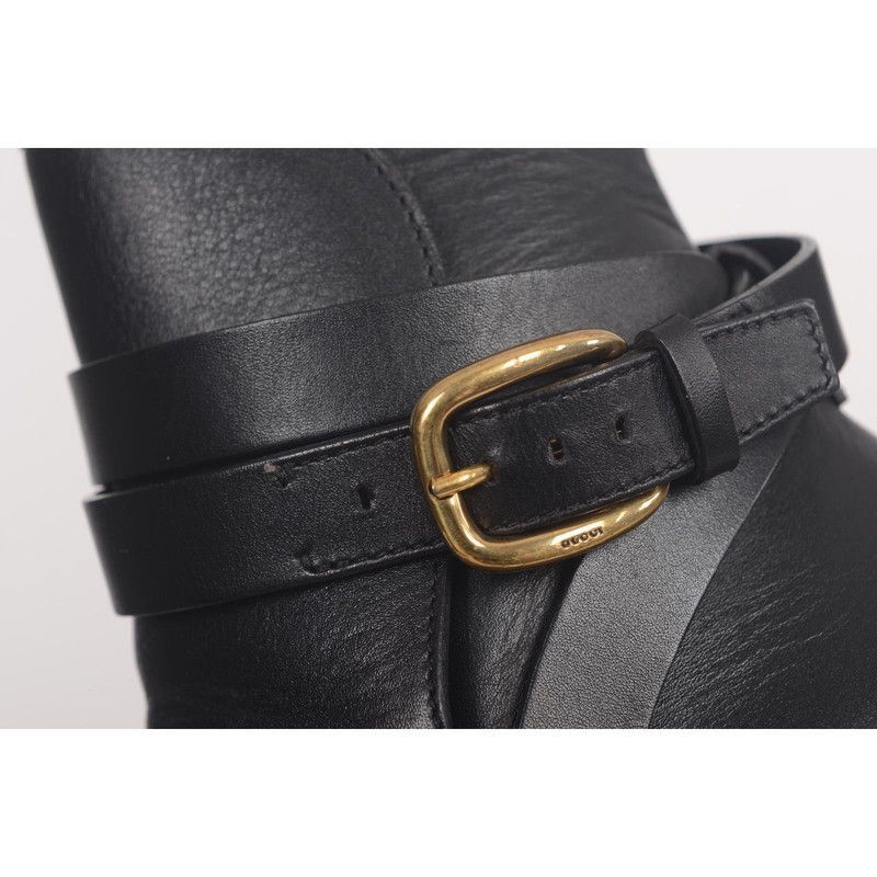 Gucci Gucci All-Leather Black Ankle Boots - Size US 6.5 / EU 39-40 - 4 Thumbnail