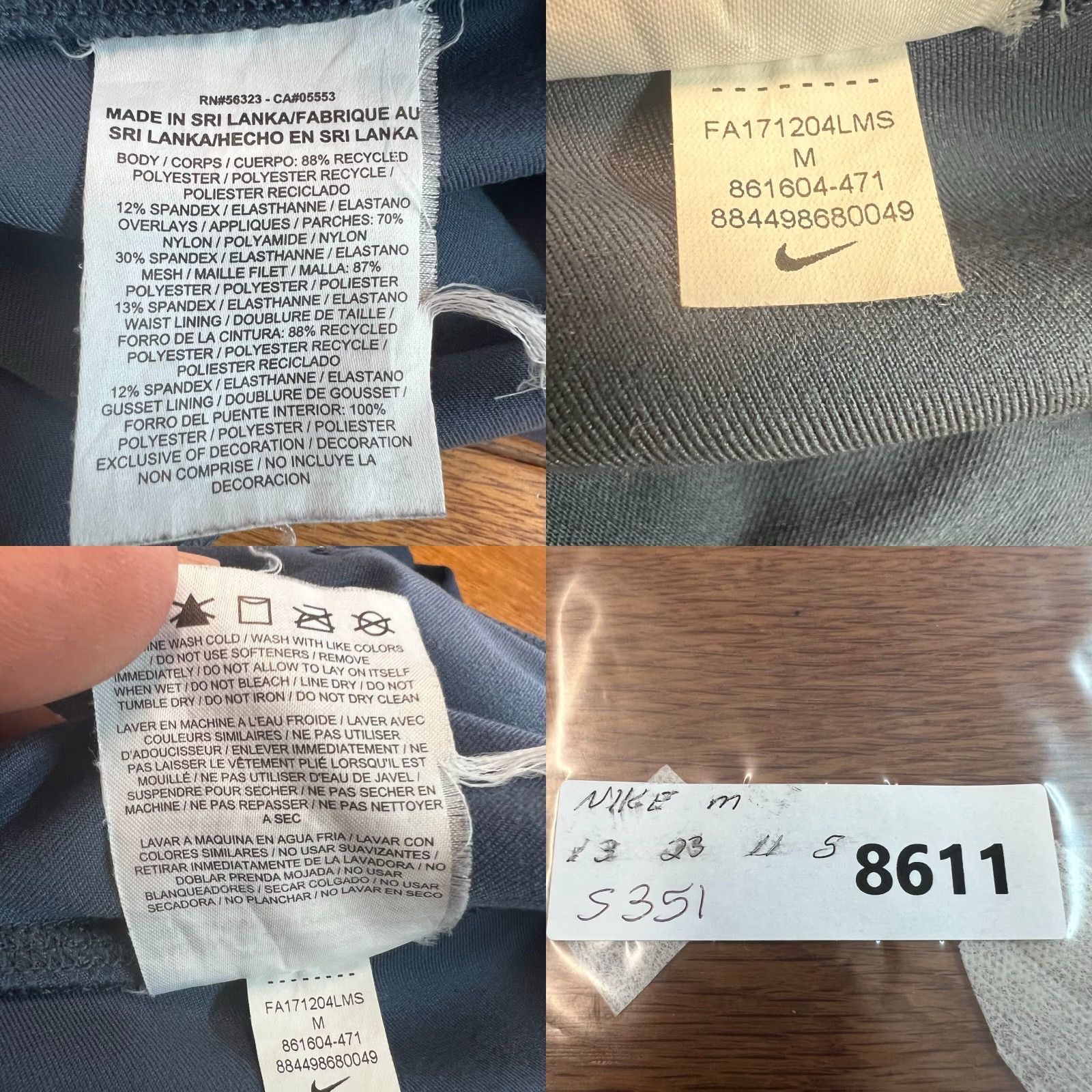 Nike Nike Dri-Fit Capri Leggings Womens M Blue Running & Yoga Comfort, Compression, Regular Fit, Pull On, Skinny Inseam 22in, Nike Logo Size 32" / US 10 / IT 46 - 8 Thumbnail