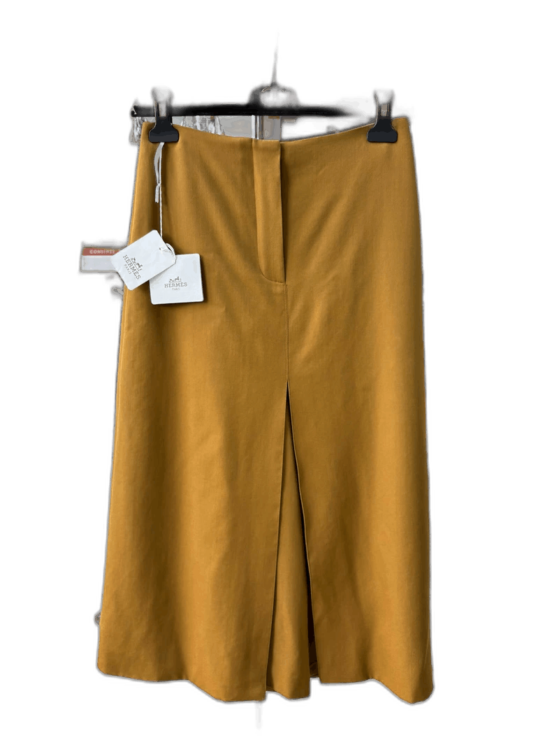 Hermes Hermes Yellow Wool Skirt Pants Size 34-2506 Size 33" - 1 Thumbnail