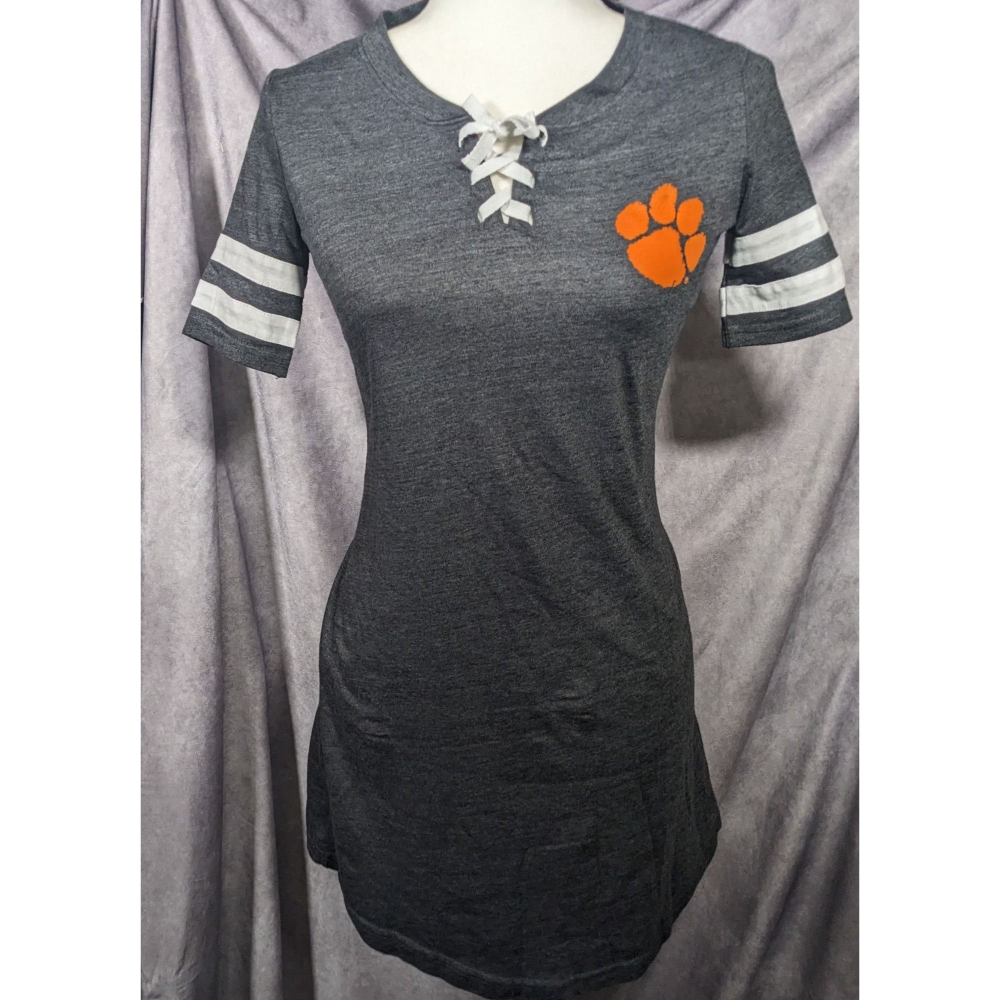 Other Charcoal Clemson Tigers All-Star Lace-Up Tri-Blend Tee Dress Size XS / US 0-2 / IT 36-38 - 5 Thumbnail