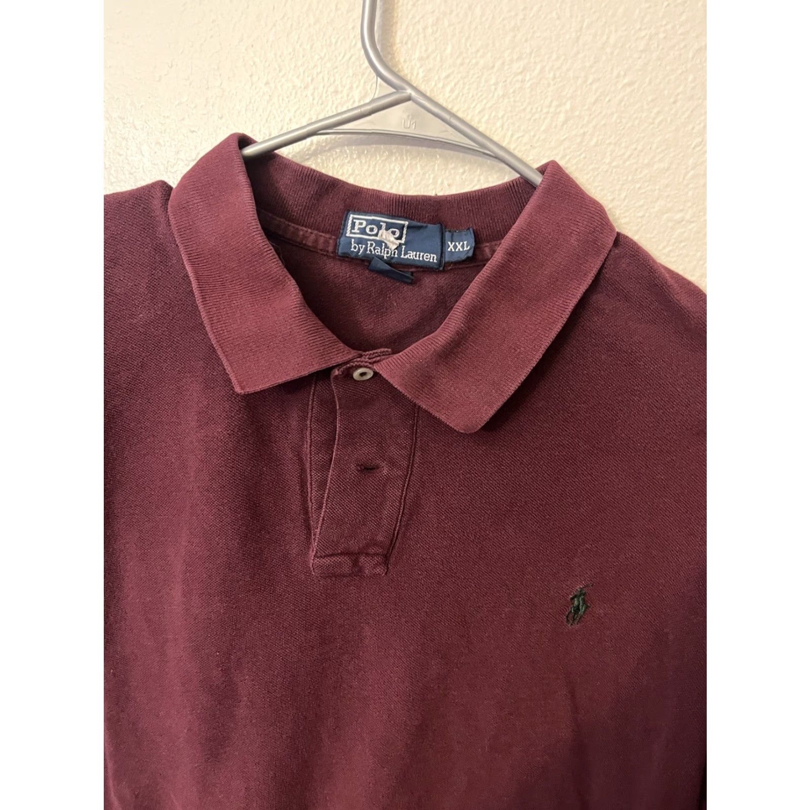 Polo Ralph Lauren Polo Ralph Lauren Polo Shirt Mens 2XL Maroon Solid Logo Pony Short Sleeve Vintage Style Regular Fit Size US XXL / EU 58 / 5 - 3 Thumbnail