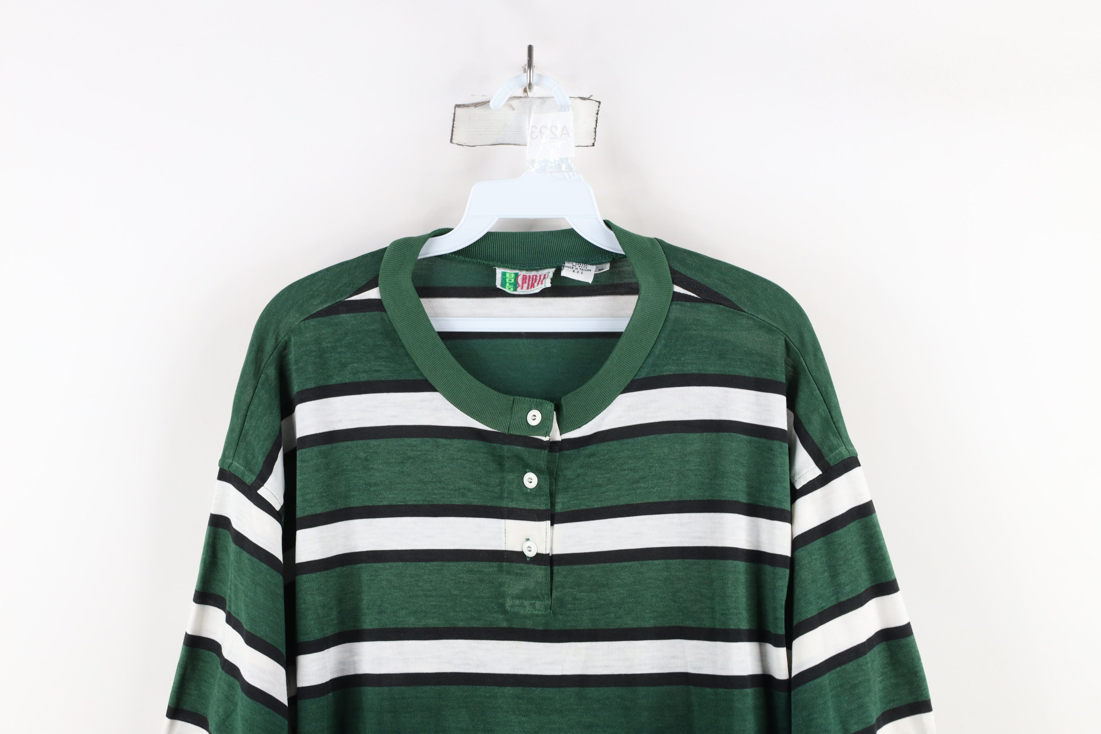 Vintage Vintage 90s Streetwear Faded Soft Striped Henley T-Shirt Size M / US 6-8 / IT 42-44 - 2 Thumbnail
