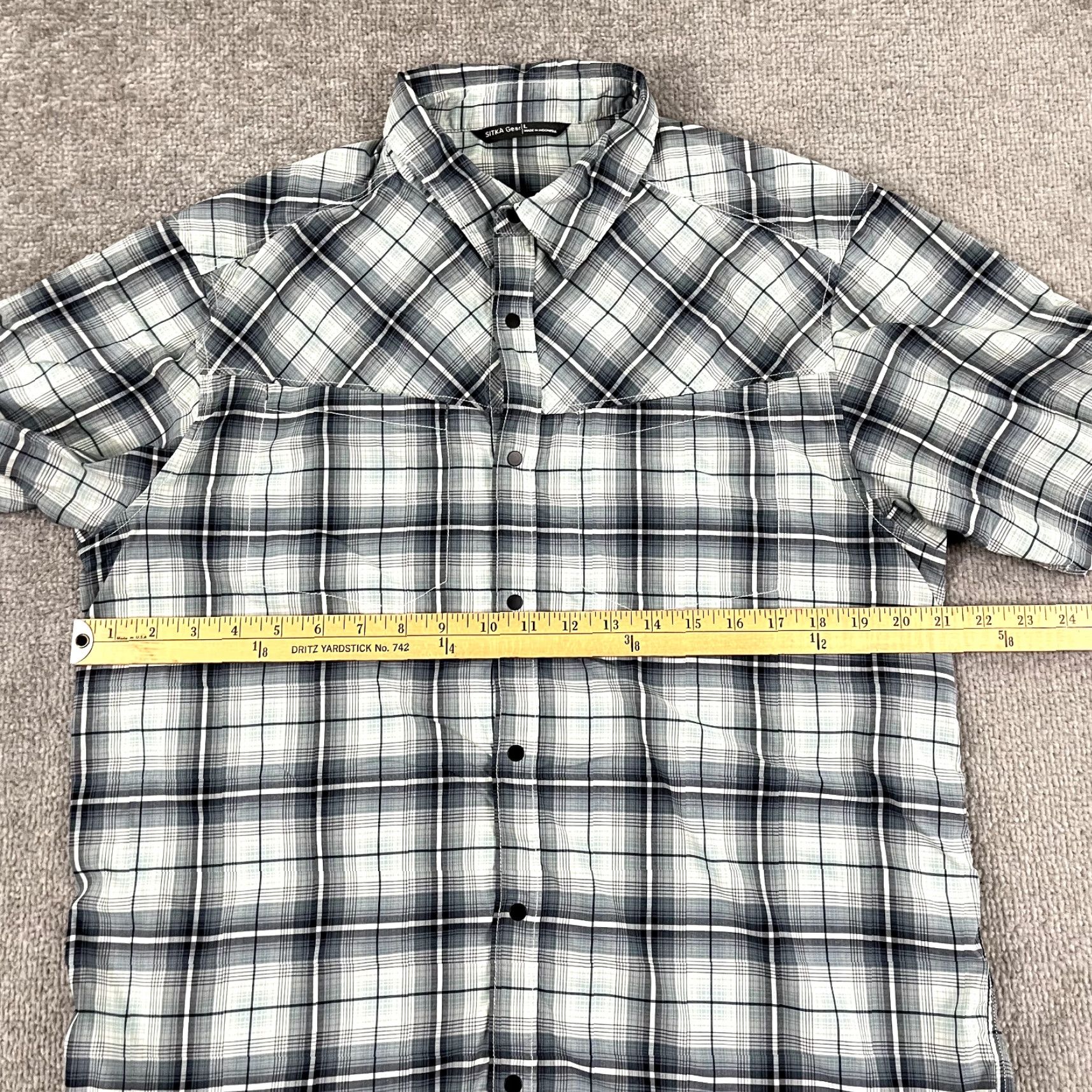 SITKA SITKA Gear Shirt Mens Large Blue Plaid Open Range Snap Up Hunting Short Sleeve Shirt Size US L / EU 52-54 / 3 - 5 Thumbnail