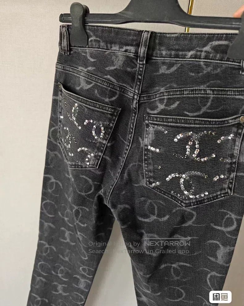 Chanel Chanel Black full print jeans Size 24" / US 00 / IT 34 - 2 Thumbnail