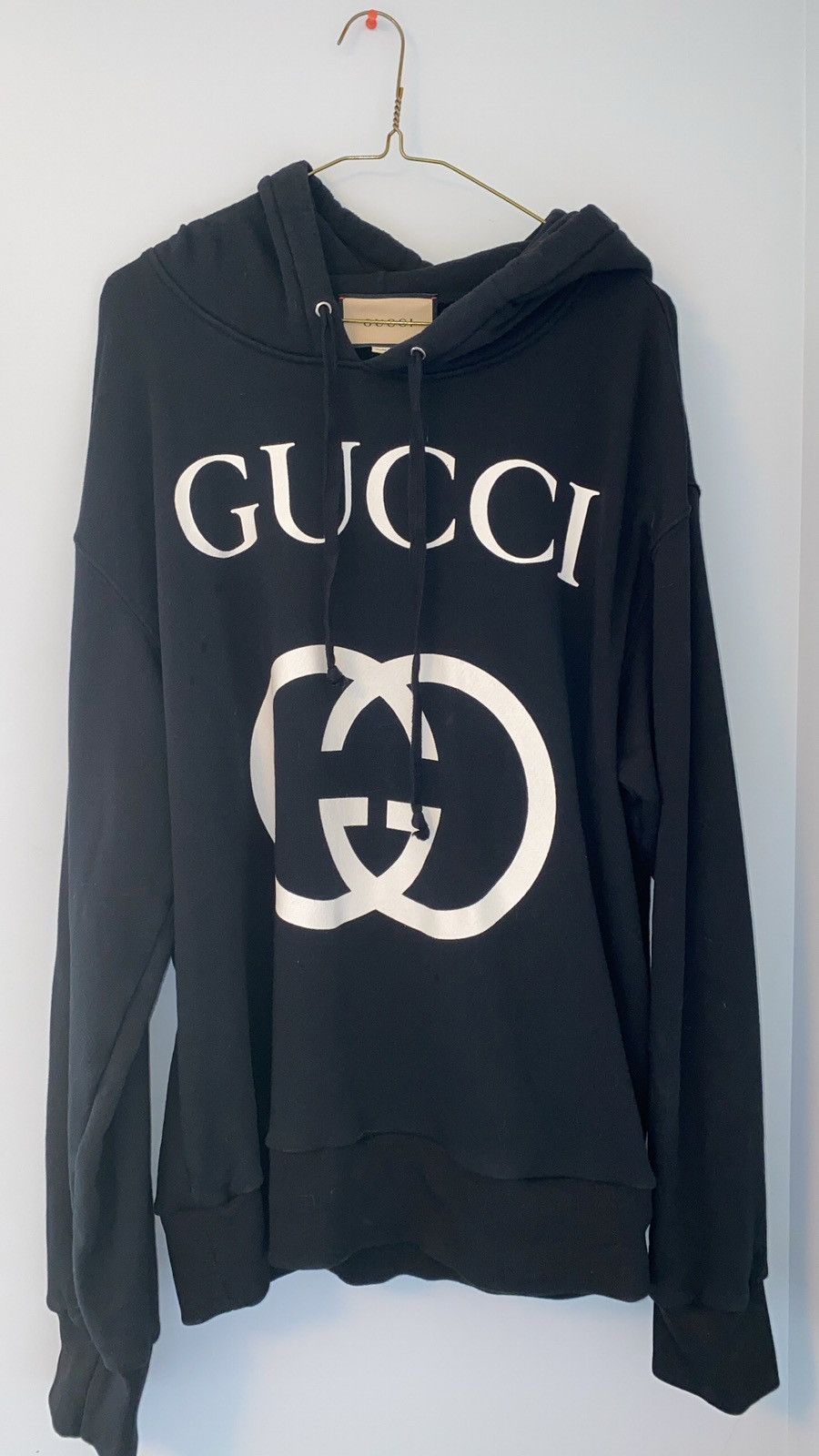 Gucci FINAL DROP Gucci Hoodie Black with White Logo Grailed