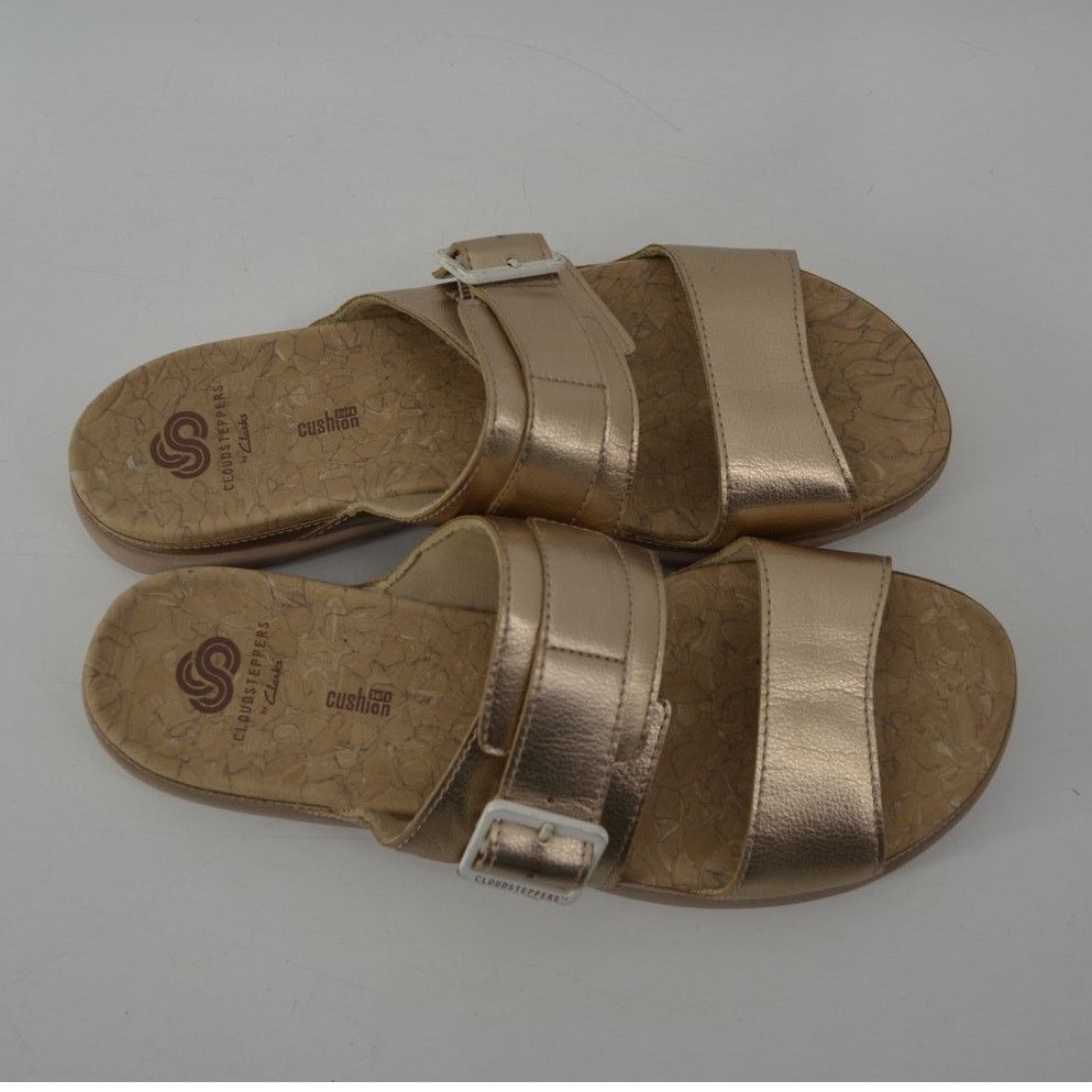 Clarks Cloudsteppers Clarks Size 9 June Tide Gold Metallic Slides Size US 9 / IT 39 - 13 Thumbnail