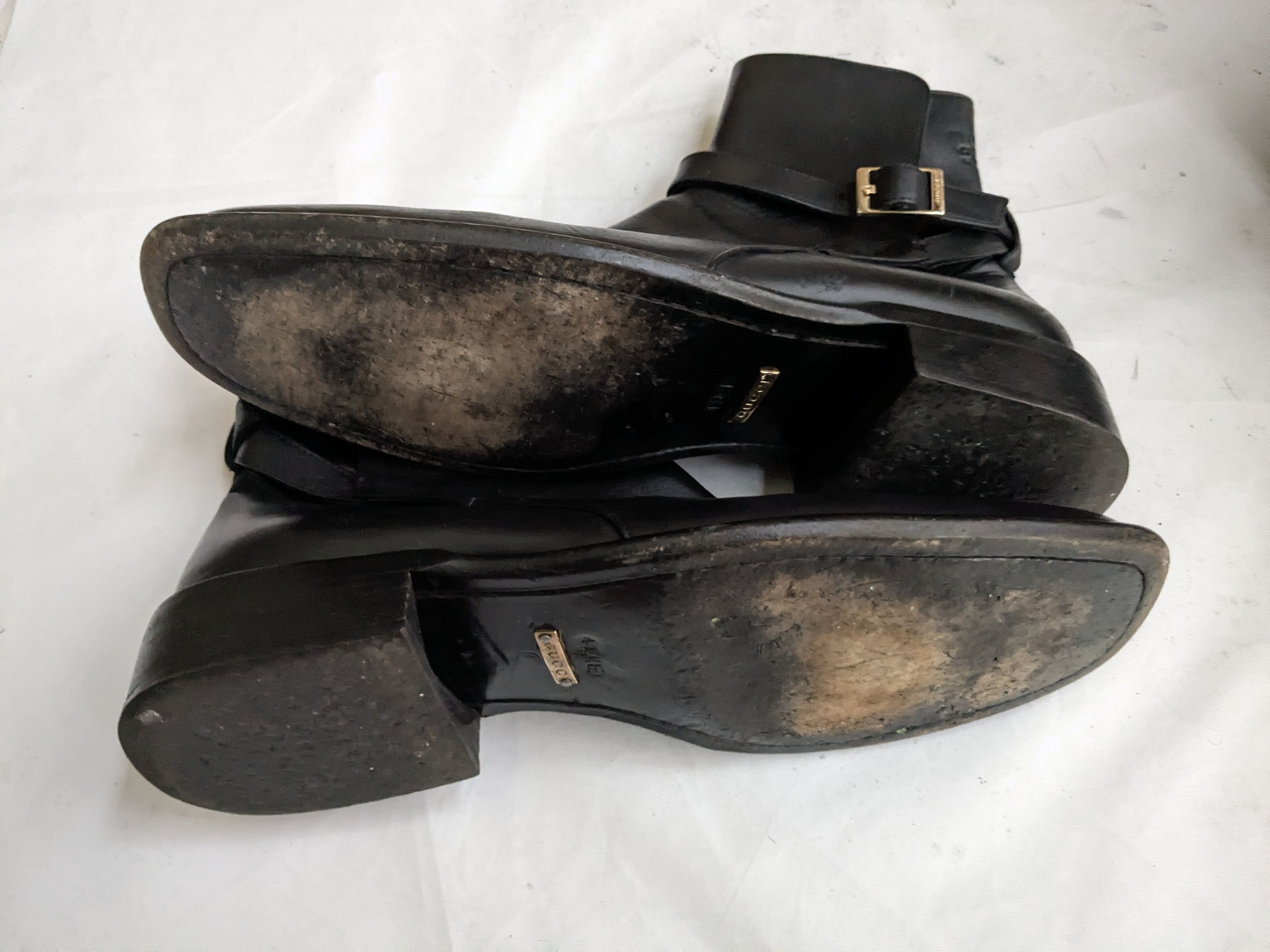 Gucci Jodhpur Boots Black 12 Leather Buckle