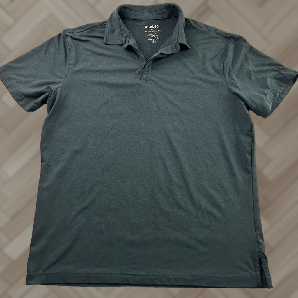 Vintage 01.Algo Performance Short Sleeve Button Front Polo Shirt Men's L Blue Polo Shirt Mens Blue 01.Algo Size US L / EU 52-54 / 3 - 1 Thumbnail