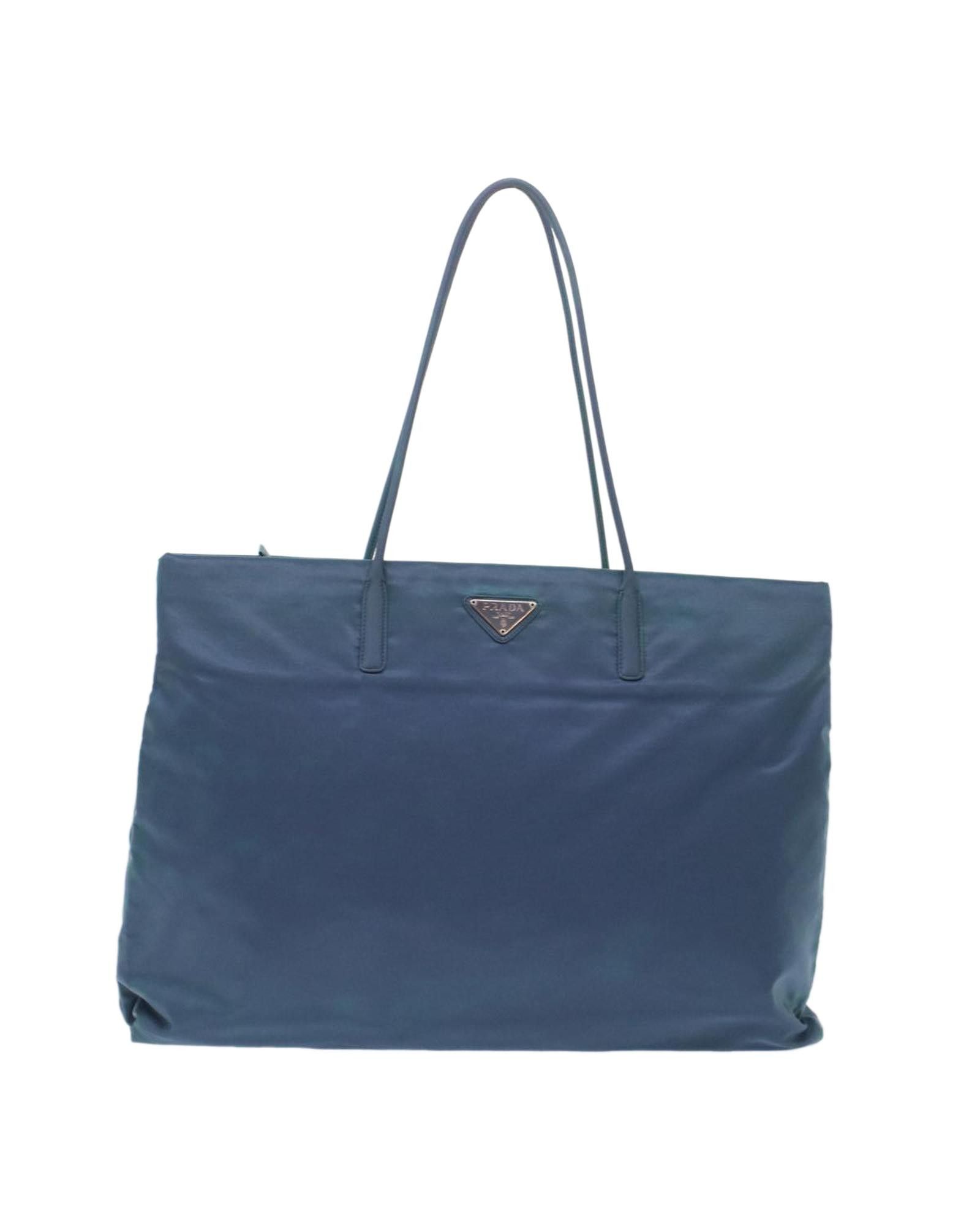 image of Prada Light Blue Nylon Tote Bag, Women's