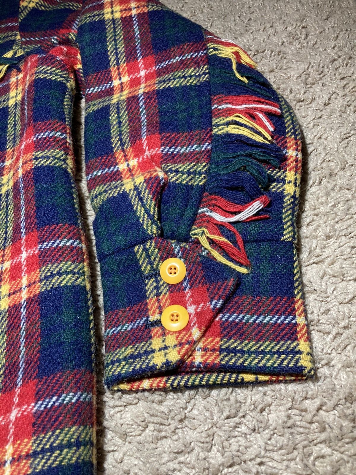 Bape 1998 Bape Check Fringe Western Jacket Fleece Plaid Tassel OG Size US XS / EU 42 / 0 - 5 Thumbnail