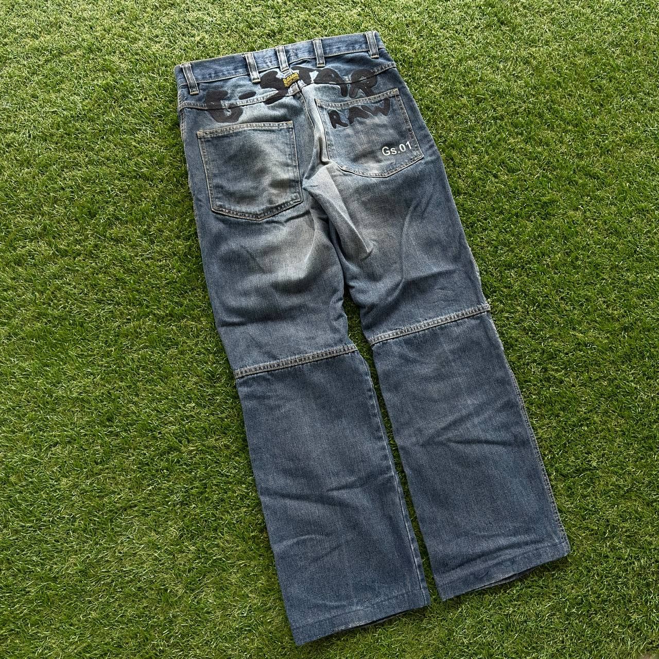 G-Star VINTAGE G STAR RAW BAGGY BIG LOGO FLARED HYPE WASHED JEANS Size US 30 / EU 46 - 1 Thumbnail