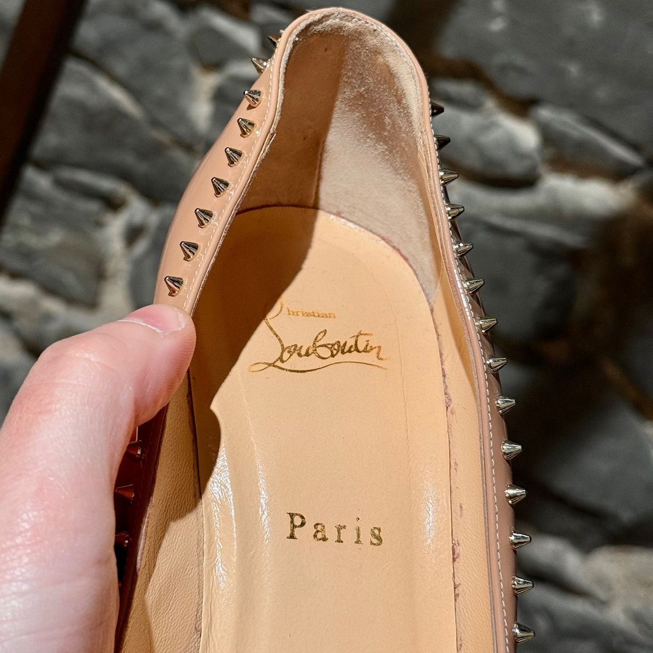 Christian Louboutin Christian Louboutin Nude Patent Anjalina Spike Pumps Size US 11 / IT 41 - 10 Thumbnail