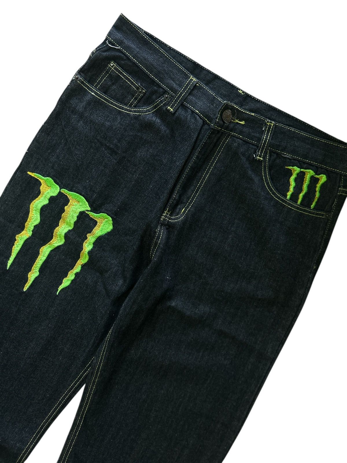 Vintage Vintage Monster Energy Embroidered Baggy Denim Jeans Size US 35 - 2 Thumbnail