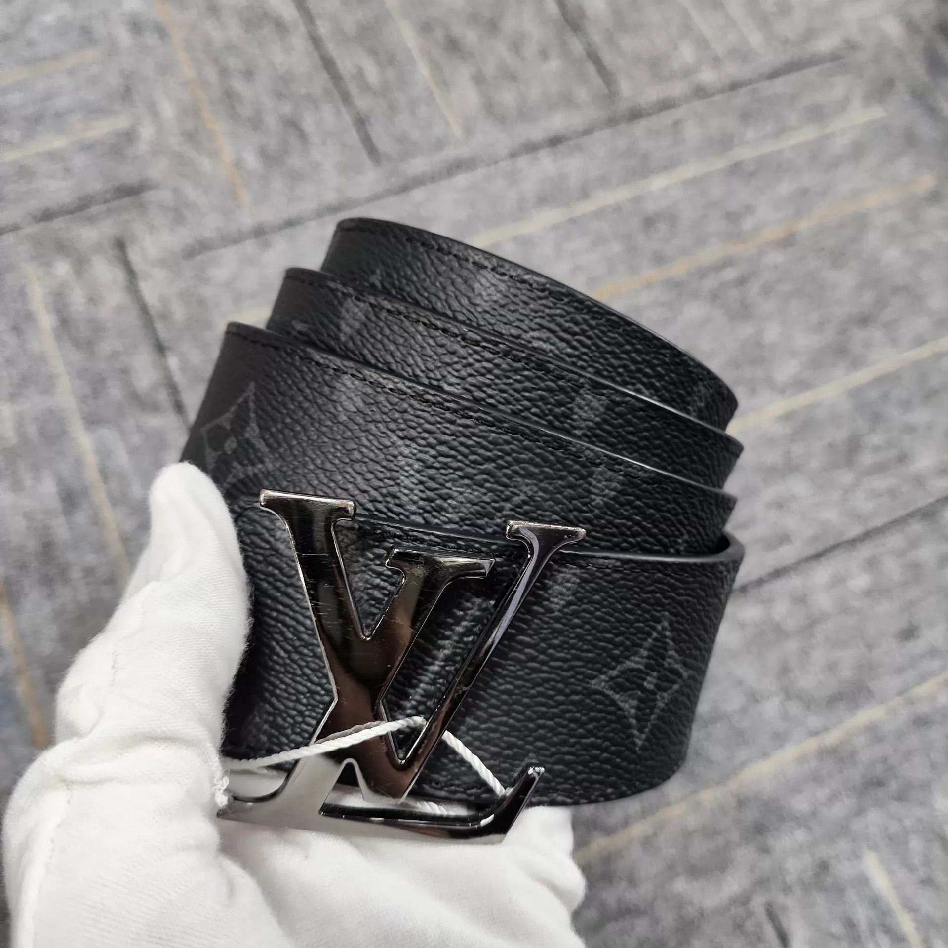 Louis Vuitton LV Monogram Belt Black Gray 90/36 Size ONE SIZE - 1 Thumbnail