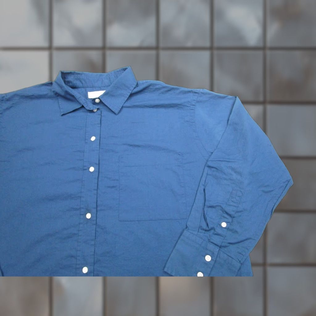 Everlane Everlane Shirt Womens 10 Blue 100% Cotton Button Front Oversized Tunic Top Size L / US 10 / IT 46 - 1 Thumbnail