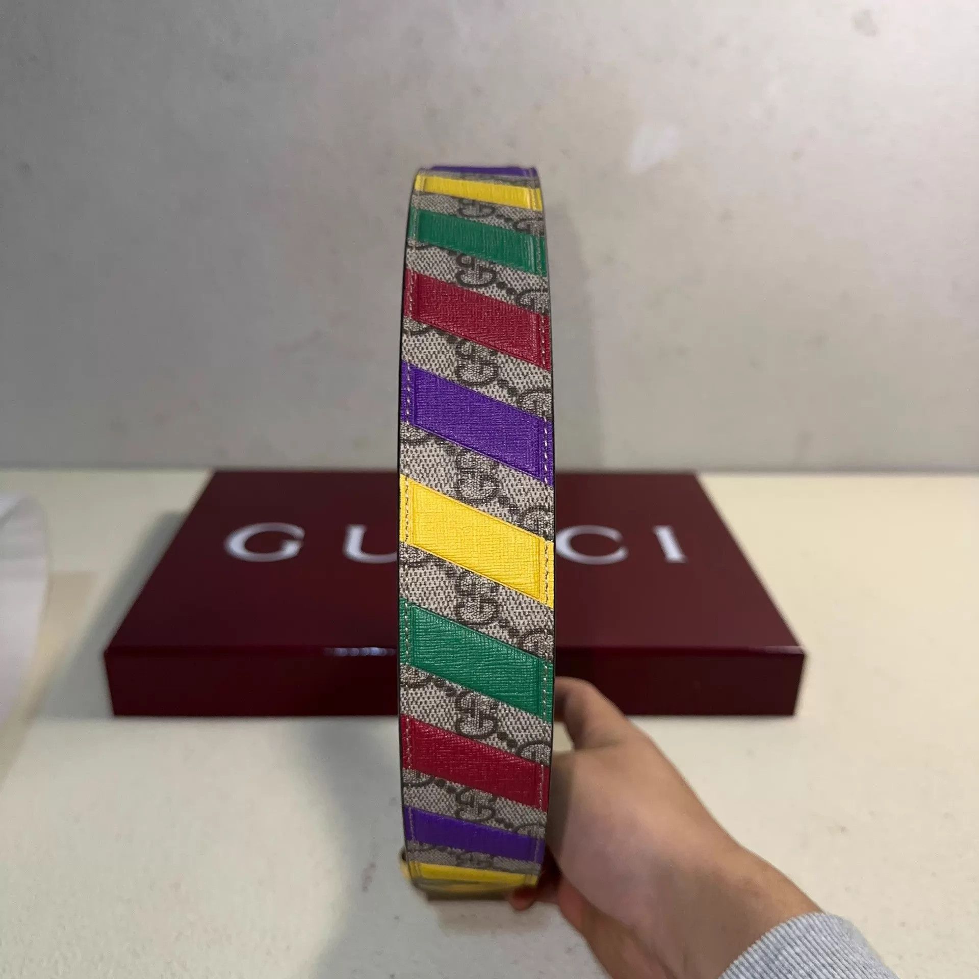 Gucci GUCCI GG Marmont Rainbow Belt Brown Size 80/85 Size ONE SIZE - 2 Thumbnail
