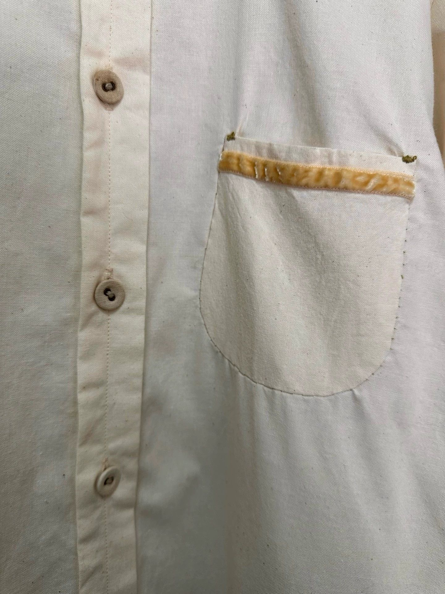 Other MANURE OF DRAWS 1920s Round Collar Velvet Linen Shirt Size US S / EU 44-46 / 1 - 5 Thumbnail