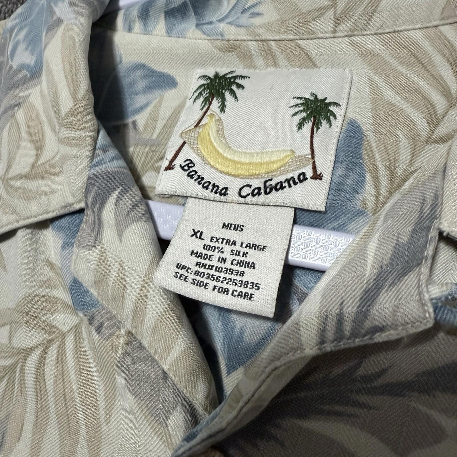 Other Banana Cabana Mens M Silk Hawaiian Shirt Tan Short Sleeve Size US XL / EU 56 / 4 - 4 Thumbnail