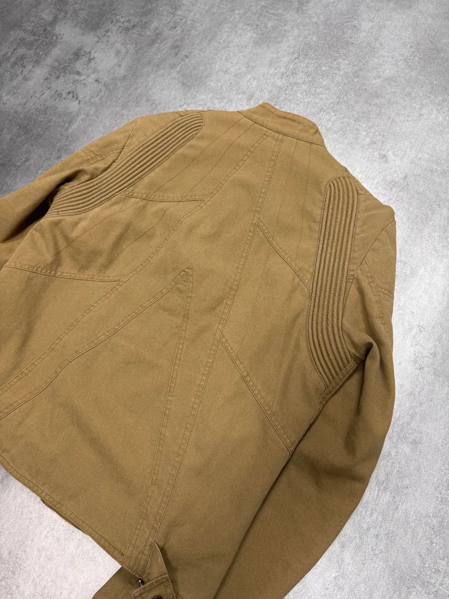 Just Cavalli × Vintage SS2004 Cavalli Biker Structured Beige Denim Jacket Size US S / EU 44-46 / 1 - 4 Thumbnail