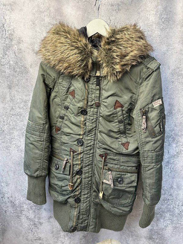 khujo Khujo Cille II Womens Hooded Jacket KHAKI Nylon Zip Fur Size M / US 6-8 / IT 42-44 - 2 Thumbnail