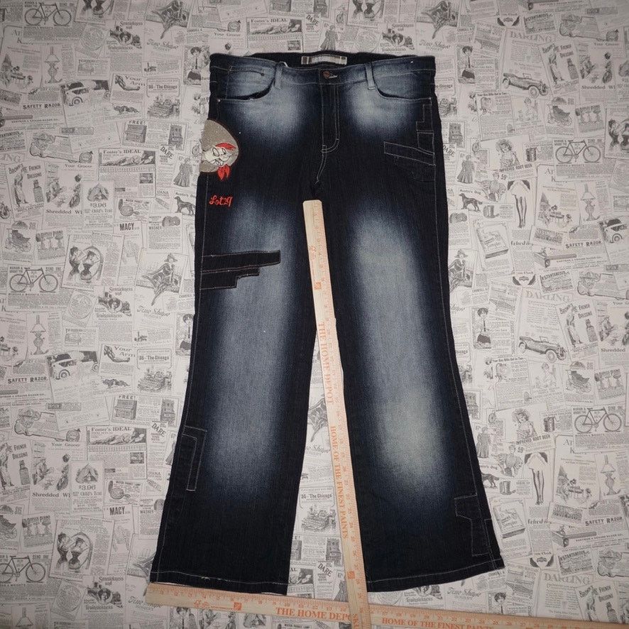 Southpole 13 - Vintage Y2K lot 29 femme looney tunes denim flare pants Size 34" / US 12 / IT 48 - 4 Thumbnail