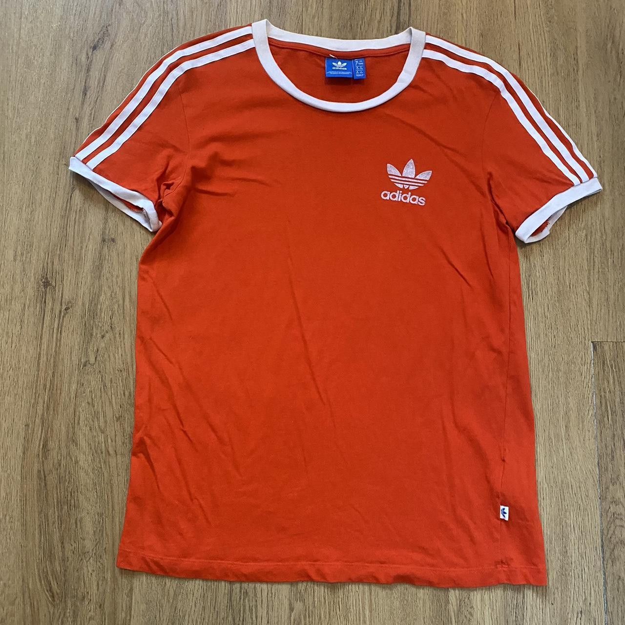 Adidas Orange and white Adidas t shirt adidas Grailed