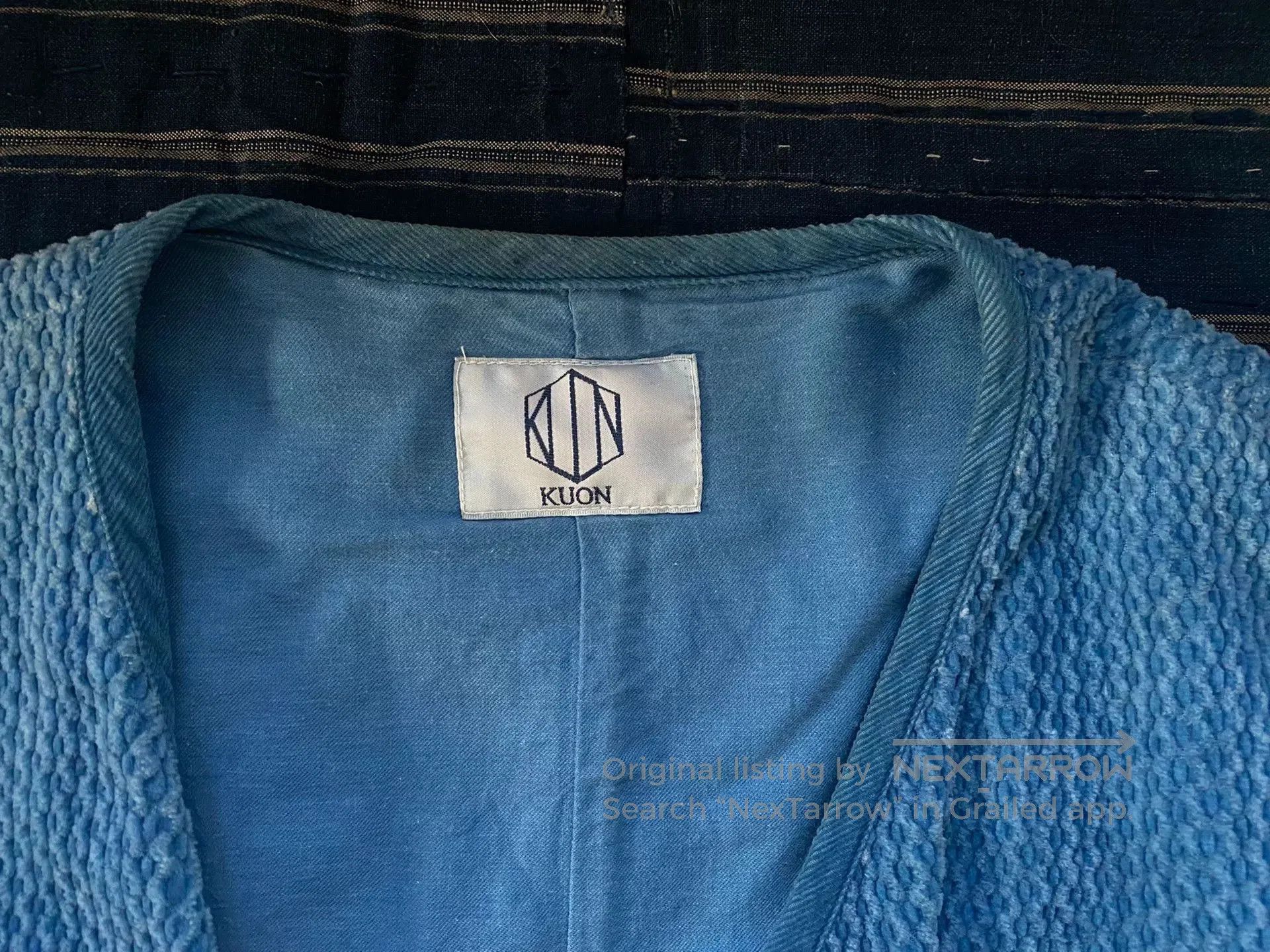 KUON blue indigo collarless jacket. Size US L / EU 52-54 / 3 - 3 Thumbnail