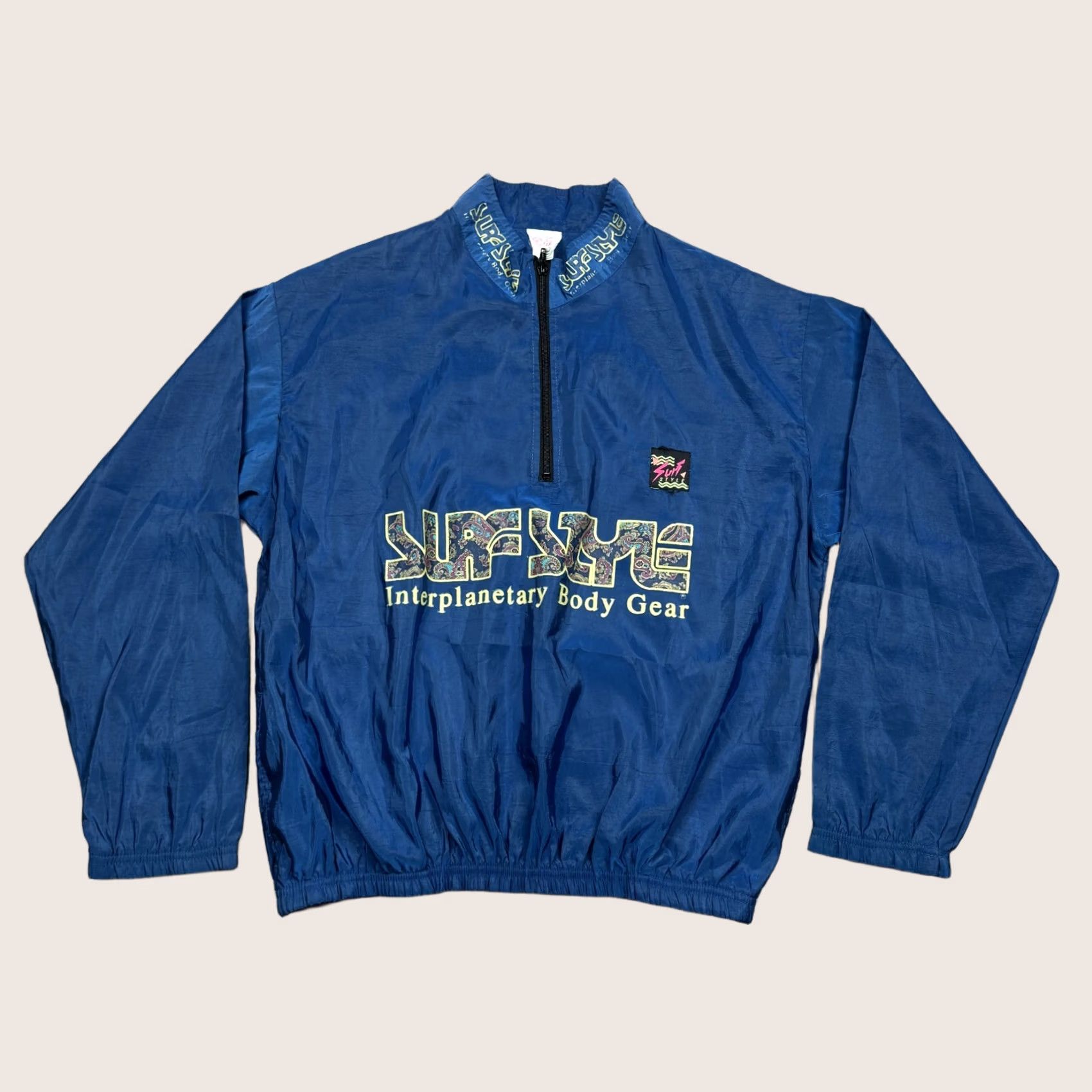 Vintage Vintage Surf Style Jacket Men's L Blue 90s Windbreaker/Softshell Nylon Zip Quarter 1/4 Zip Logo Size US L / EU 52-54 / 3 - 1 Thumbnail