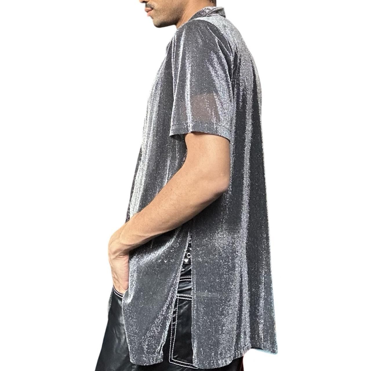 Vintage Vintage Design 36 Black/Silver Sheer Metallic Shirt - Large Size L / US 10 / IT 46 - 4 Thumbnail