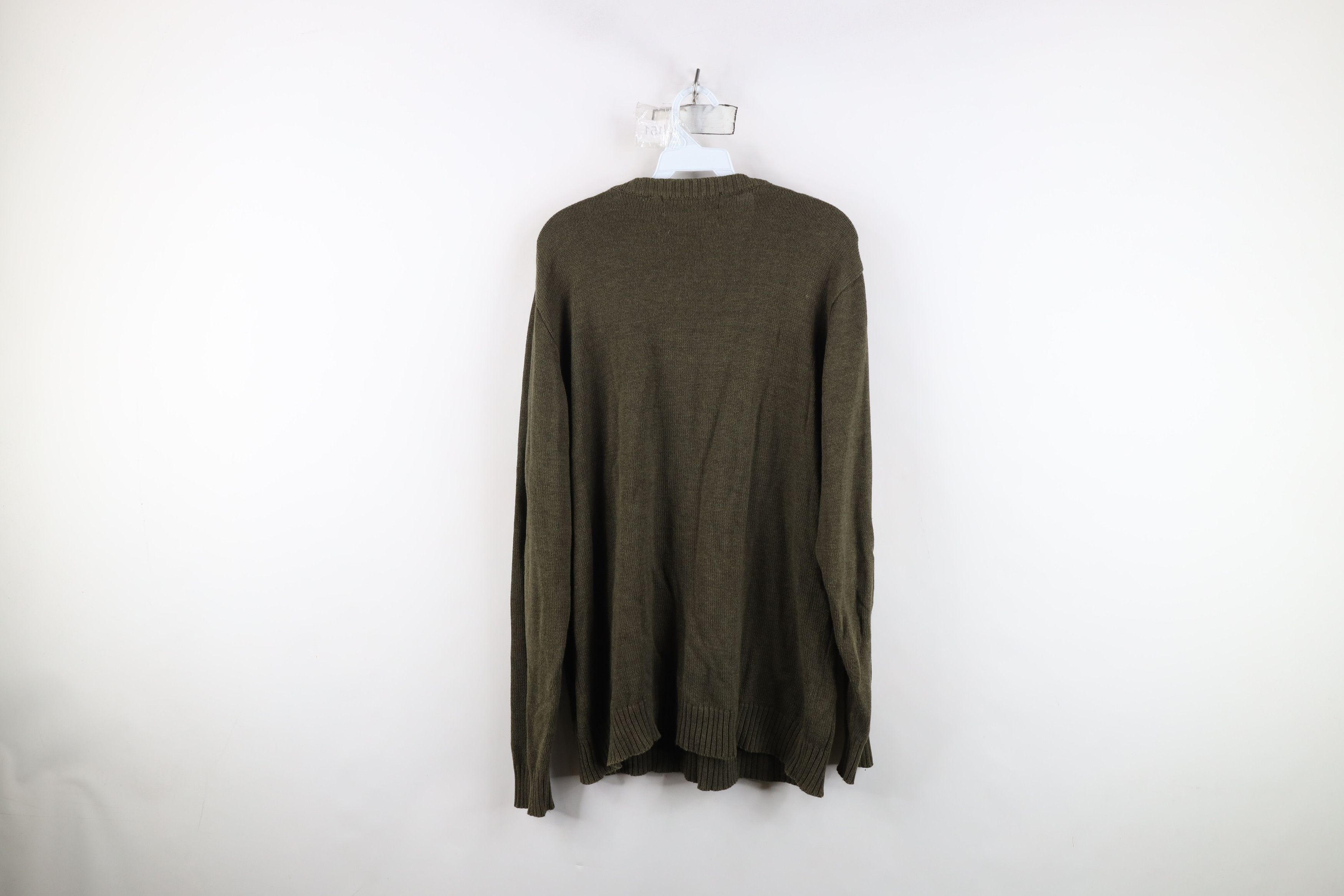 Vintage Vintage 90s Streetwear Blank Chunky Cable Knit Sweater Green Size US L / EU 52-54 / 3 - 8 Thumbnail