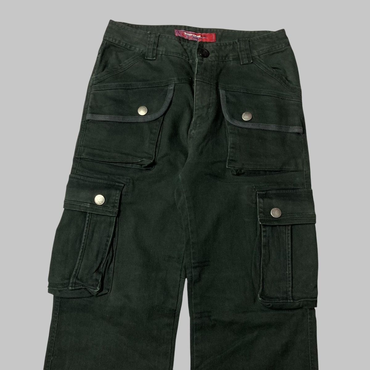 Designer × Hysteric Glamour × Japanese Brand INTERCREW Black Washed Cargo Pants Multi Pocket💥 Size US 29 - 2 Thumbnail