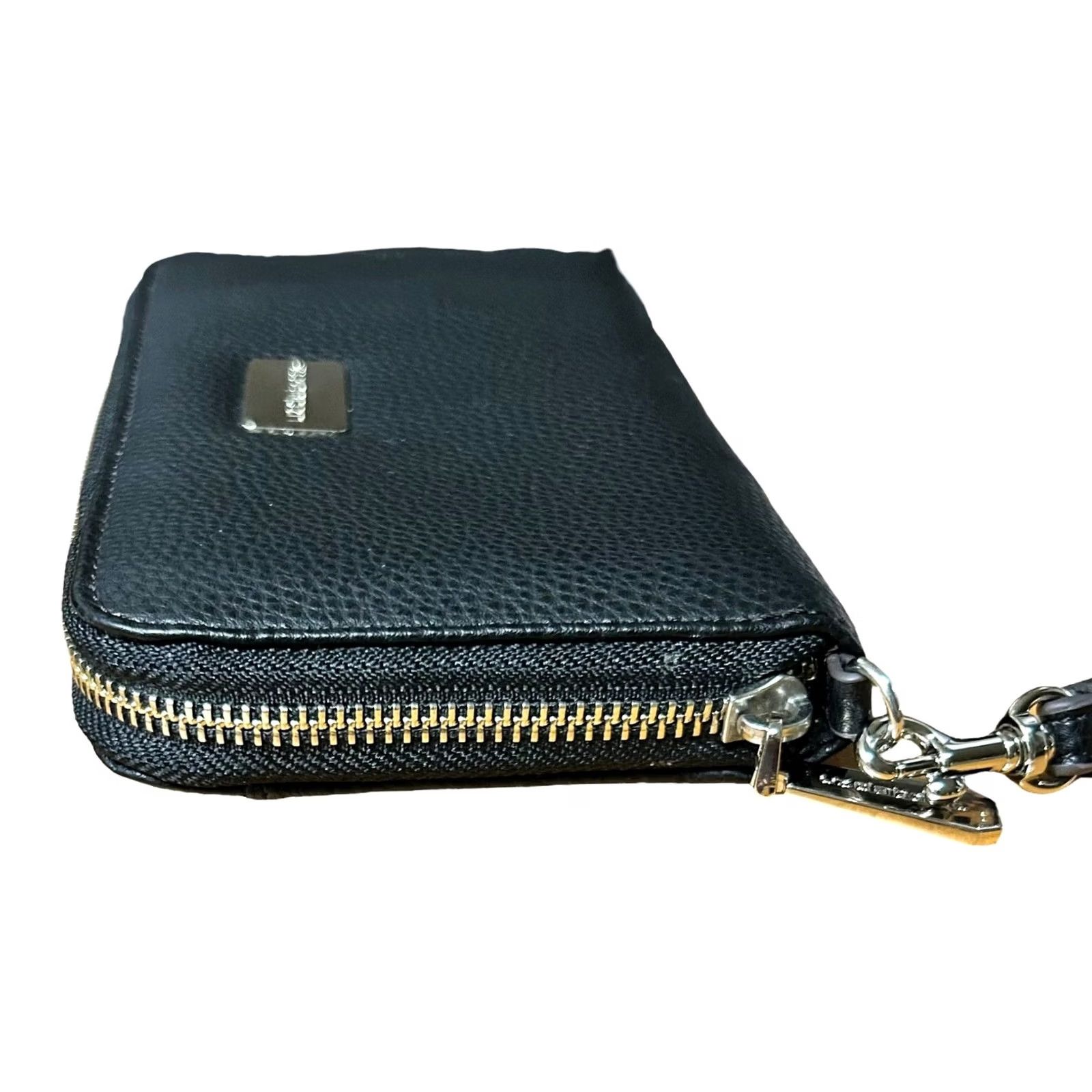 Liz Claiborne Liz Claiborne Wallet Wristlet Pebble Leather Black Full Zip Credit Card ZIP-Around Women's One Size Black Pebble Leather Wristlet Wallet Size ONE SIZE - 6 Thumbnail