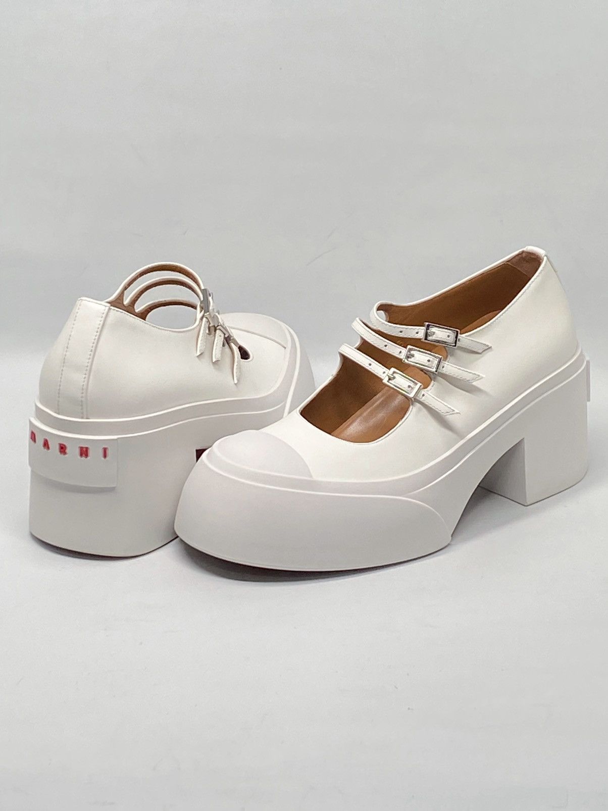 Marni Marni White Pablo Triple-Buckle Mary Jane Heels size 36 Size US 6 / IT 36 - 1 Thumbnail