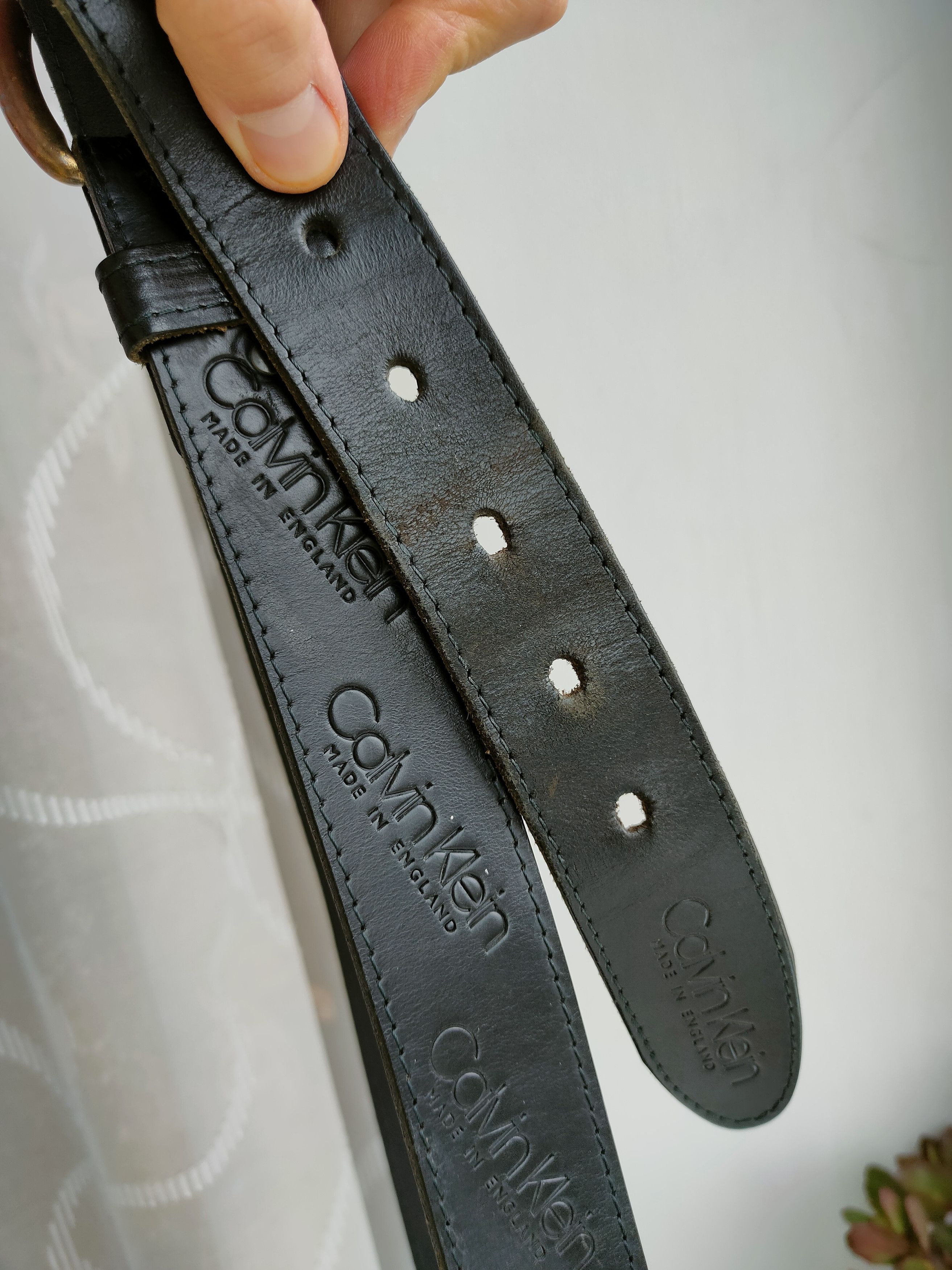 Calvin Klein Vintage Calvin Klein Leather Belt Vintage Made in England Size ONE SIZE - 4 Thumbnail