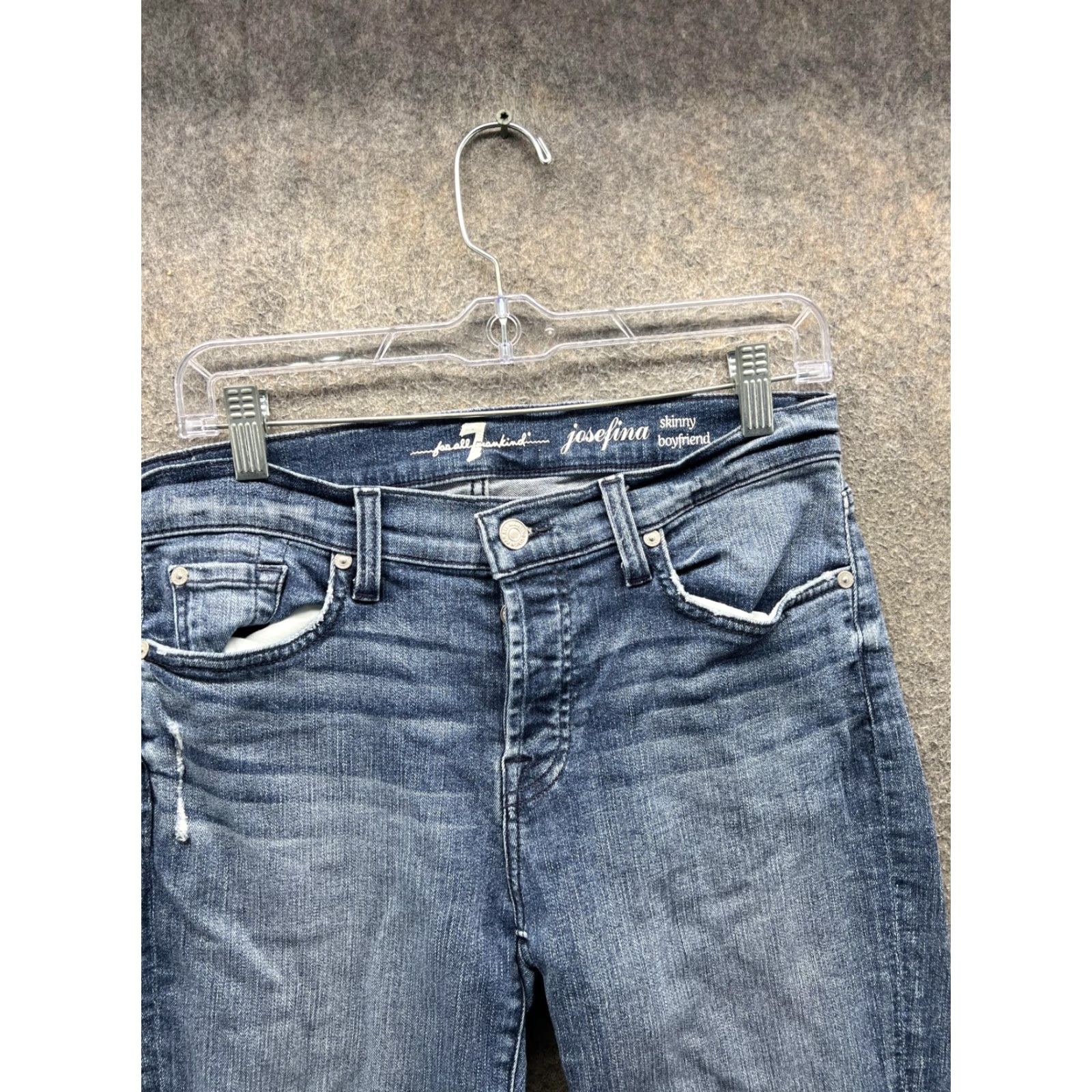 7 For All Mankind 7 For All Mankind Jeans Womens 28 Blue Josefina Distressed Boyfriend Denim Size 28" / US 6 / IT 42 - 6 Thumbnail