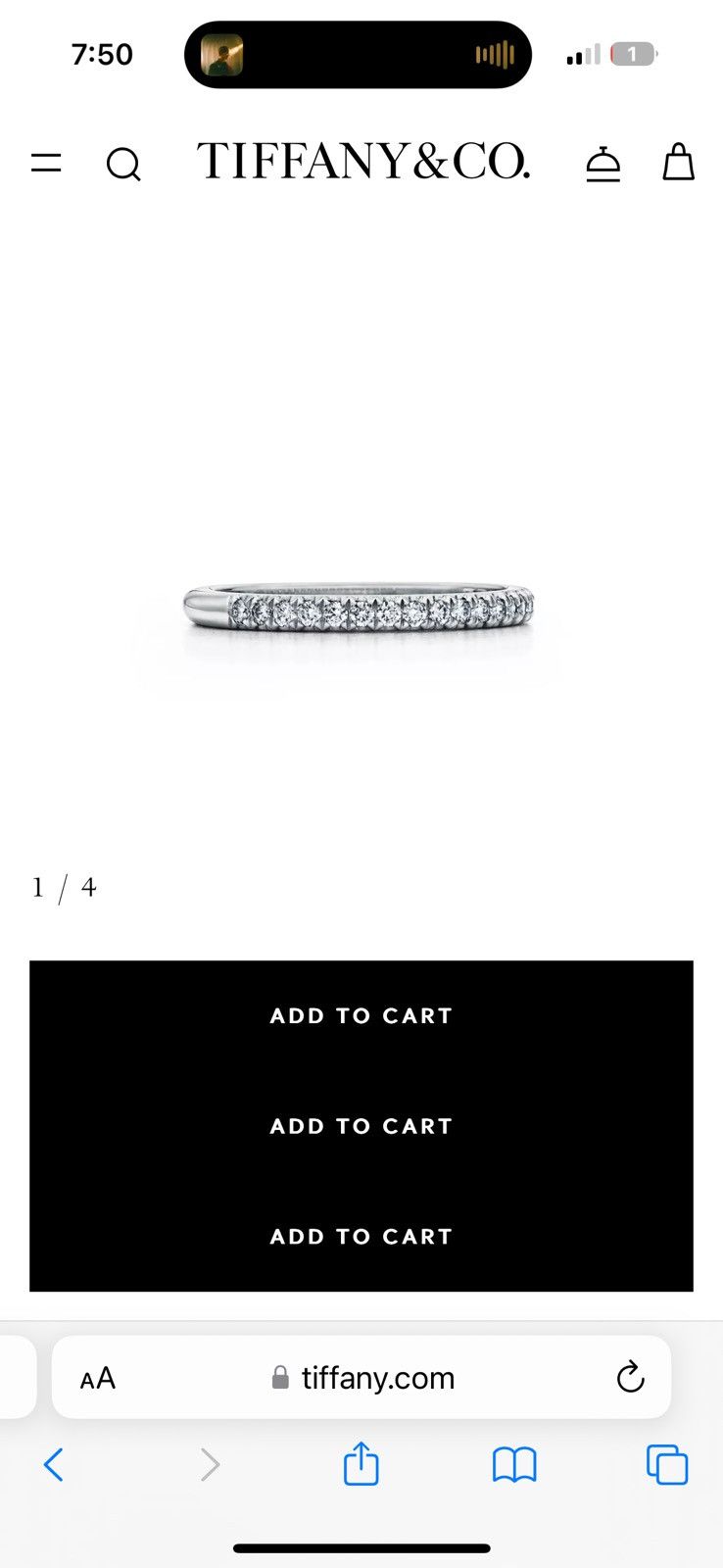 Tiffany & Co. Tiffany Soleste Half Eternity Ring in Platinum with Diamonds Size ONE SIZE - 3 Thumbnail