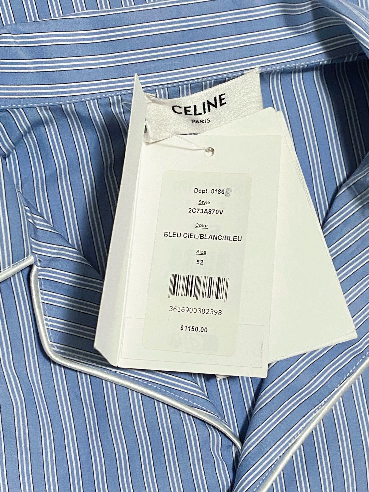 Celine Celine Logo-Embroidered Striped Shirt size 52/us size 42 Size US L / EU 52-54 / 3 - 10 Thumbnail
