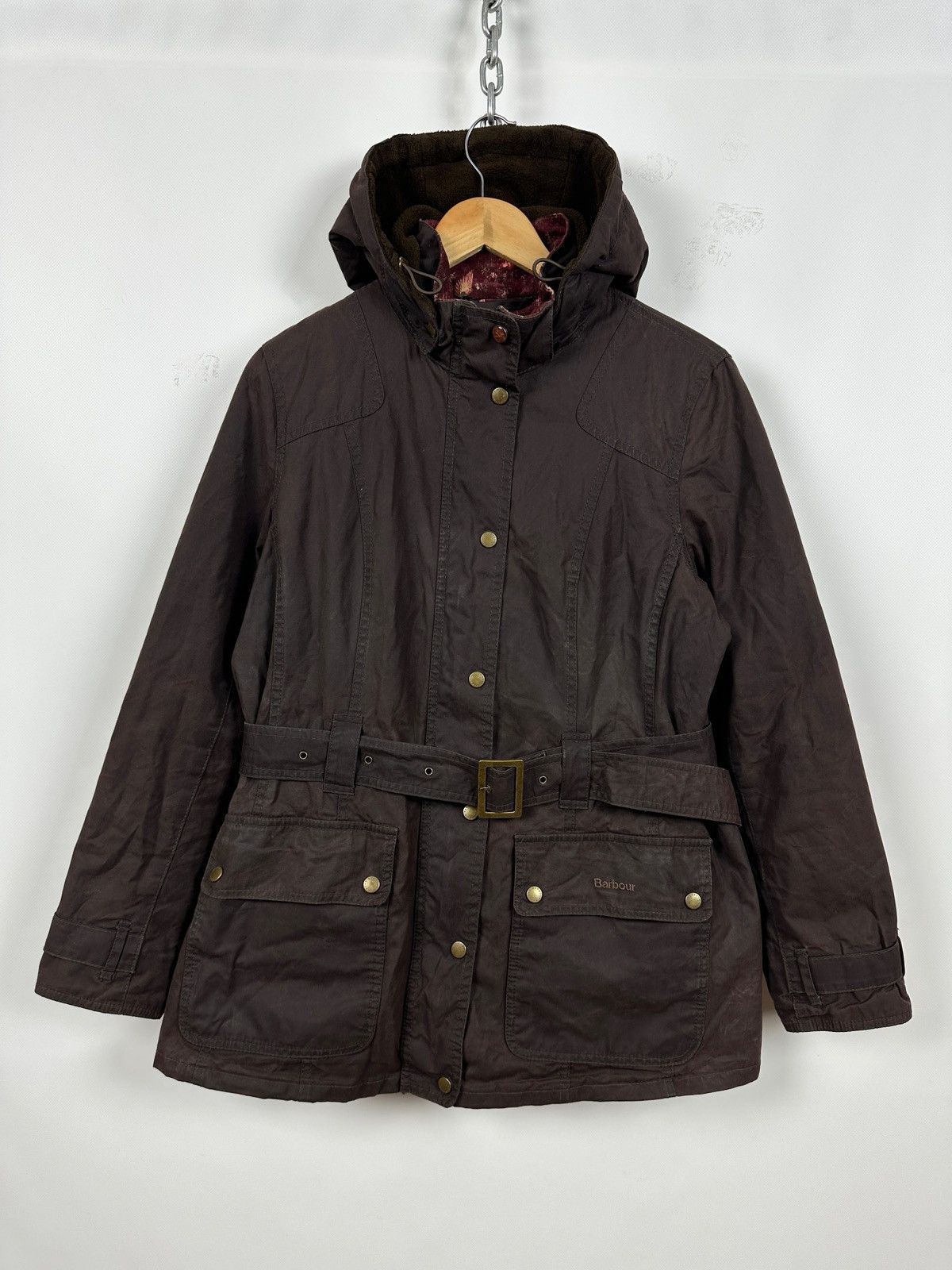 Barbour Barbour Brown Bird Art Bower Belted Waxed Coat Jacket Size L / US 10 / IT 46 - 1 Thumbnail