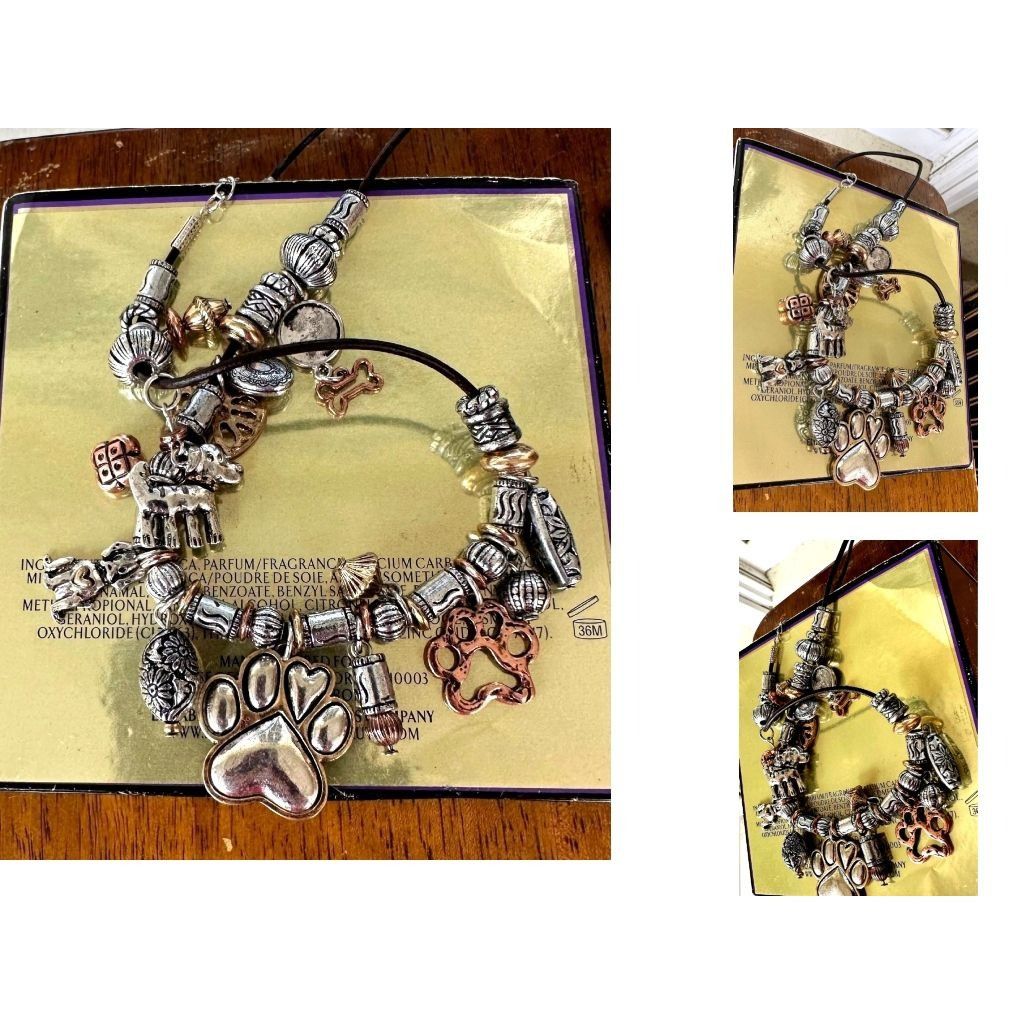 Handmade Paw Print Necklace Earrings Set Pendant 17 inch Handmade New Size ONE SIZE - 9 Thumbnail