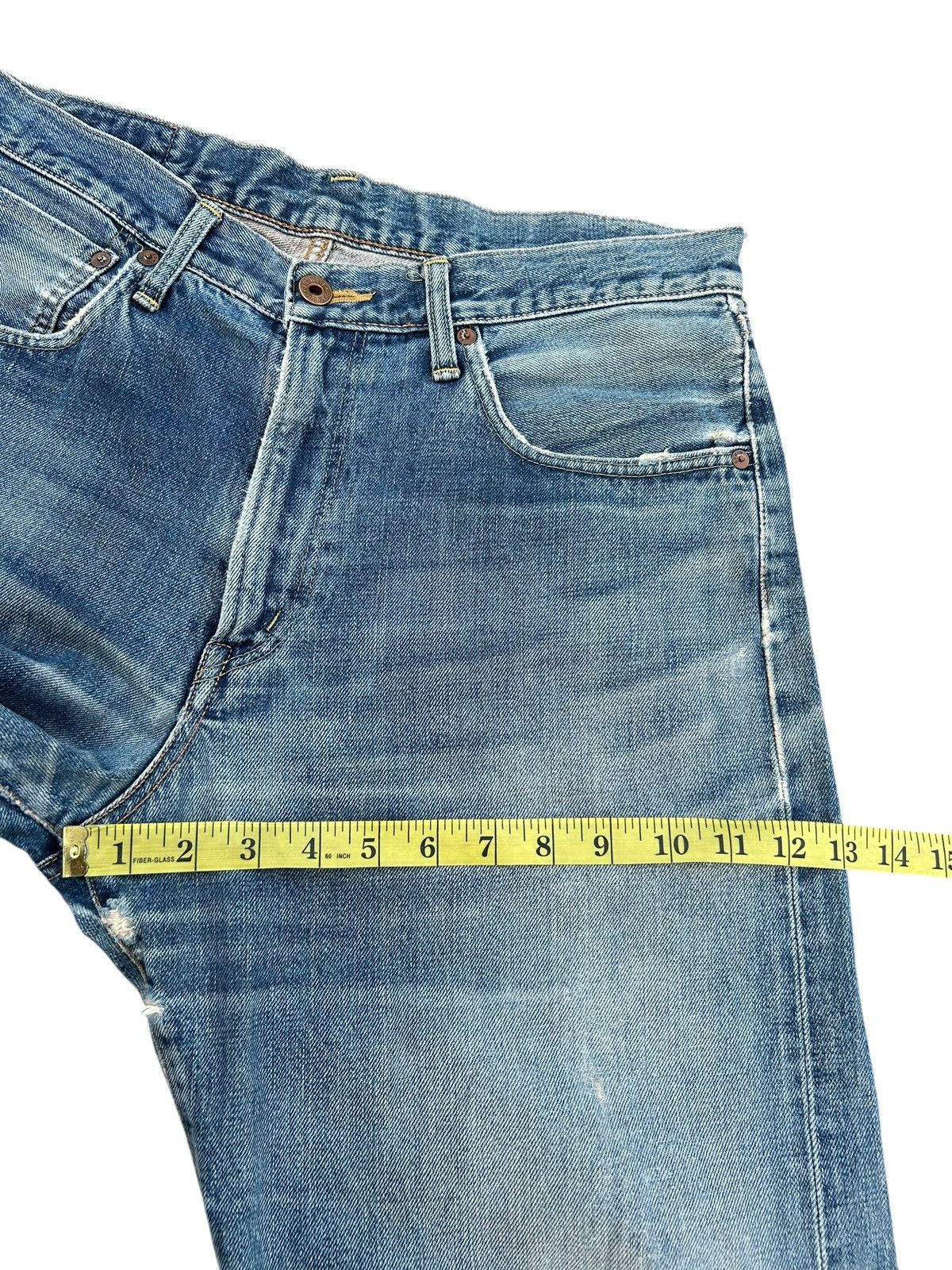 Kapital Thrashed Vintage Edwin 505x Selvedge Distressed Denim jeans Size US 33 - 17 Thumbnail